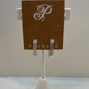 Plunder Silver-tone Textured Dangle Pierced Earrings NWT